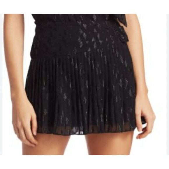 Ramy Brook Chic Floral Mini Skirt L Black Glam Preppy Euro Summer Luxury Mesh - Picture 1 of 15